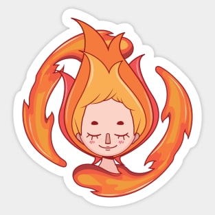 Stylized girl depicting the fire element Sticker